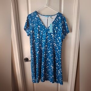 Draper James Short Sleeve Blue Floral Dress NWT